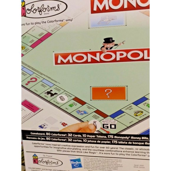 Hasbro Monopoly complete Colorforms game  age 8+,  2-4 Players NIB - Picture 4 of 4